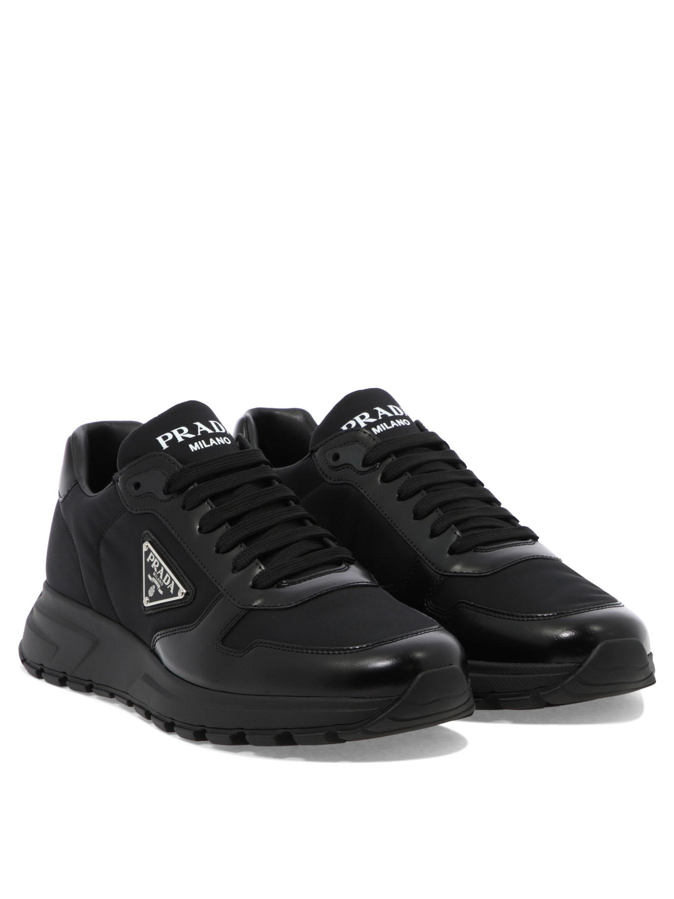 PRADA Black   PRAX 01 leather and Re-Nylon sneakers